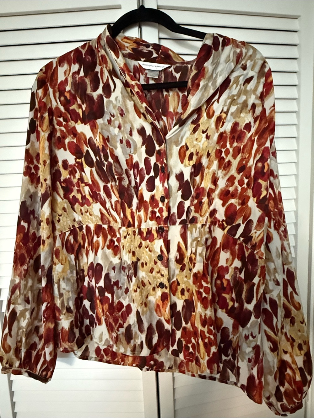 Abstract Print Peplum Blouse - Rust Multi
